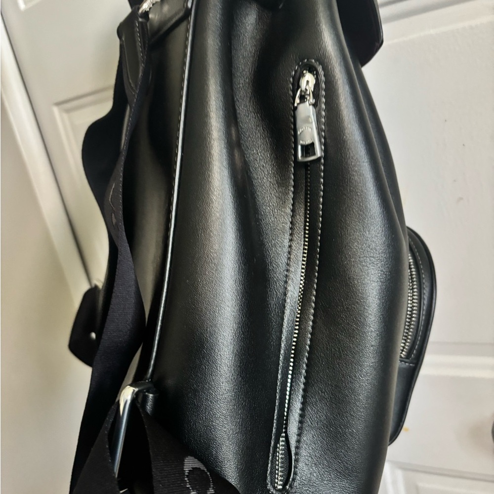 Coach Black Leather Drawstring Backpack with Gold Hardware - Picture 7 of 14